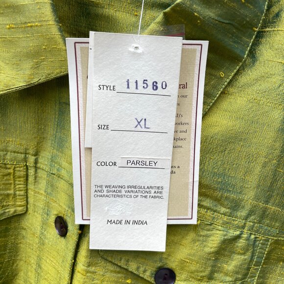 NEW Anu by Natural Womens Small Silk Green Button-Up Shirt Jacket  Artsy NWT - Picture 6 of 8